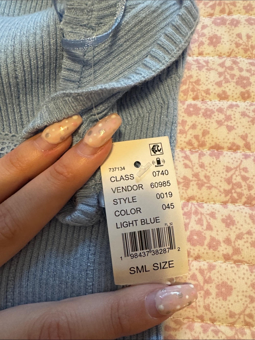PacSun Blue Ribbed Knit Cami with Ruffle Hem - Picture 3 of 5